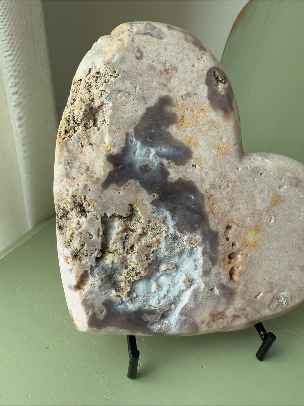 Pink Amethyst Heart Shaped Crystal Geode Decorative Sculpture - Picture 3 of 9